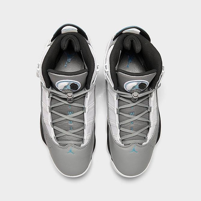 Back view of Men's Air Jordan 6 Rings Basketball Shoes in Cool Grey/University Blue Click to zoom