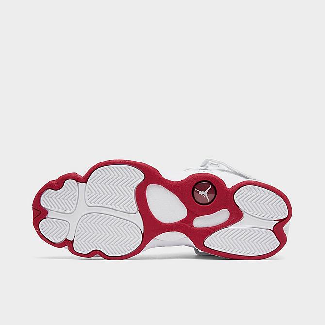 Bottom view of Big Kids' Jordan 6 Rings Basketball Shoes in White/Mystic Hibiscus/Pure Platinum Click to zoom