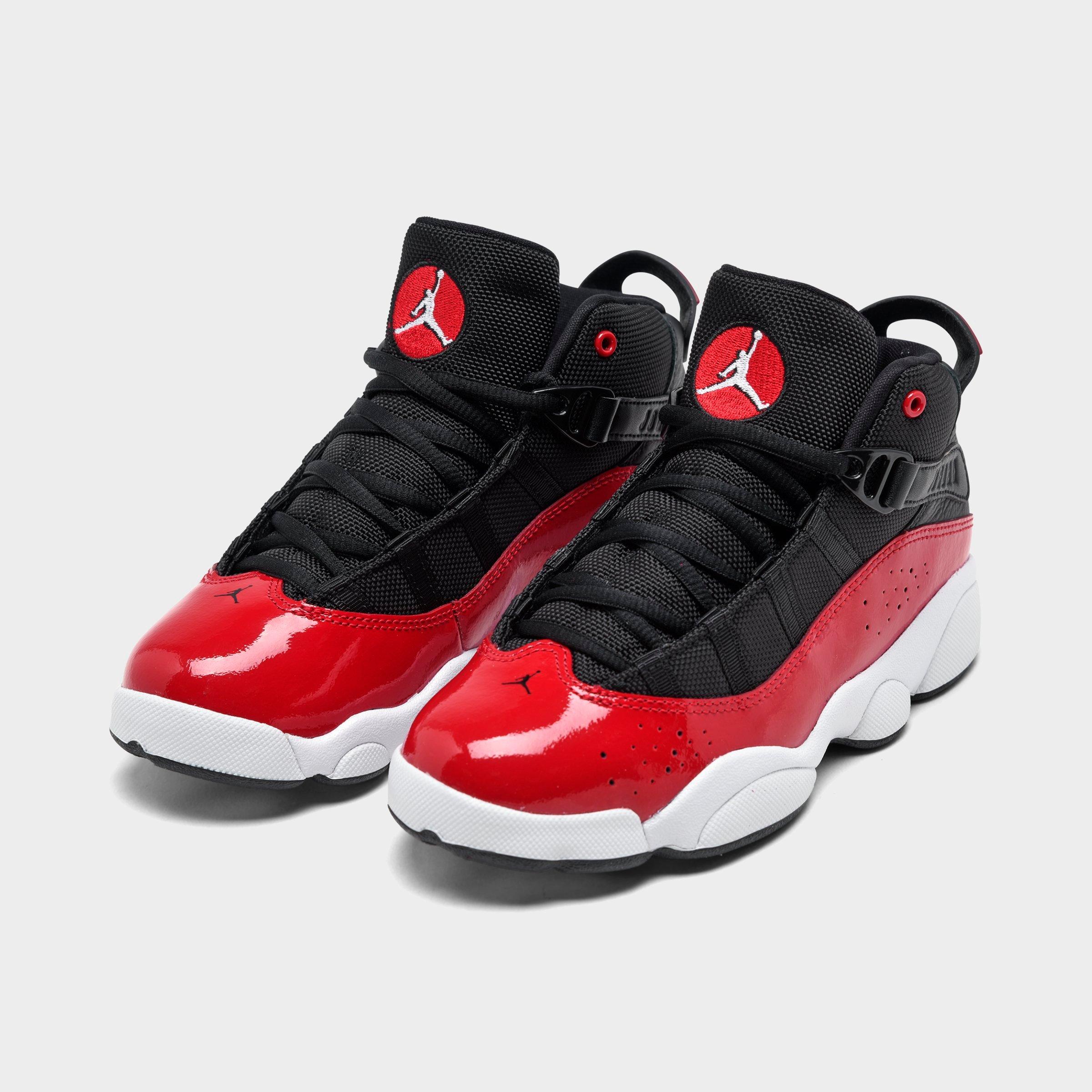 6 rings jordans red black white