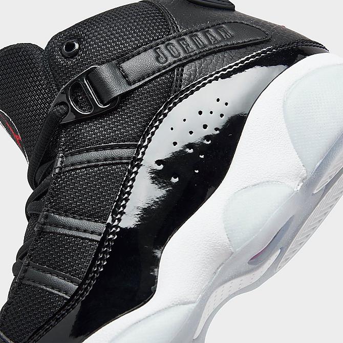Front view of Little Kids' Air Jordan 6 Rings Basketball Shoes in Black/Gym Red/White Click to zoom