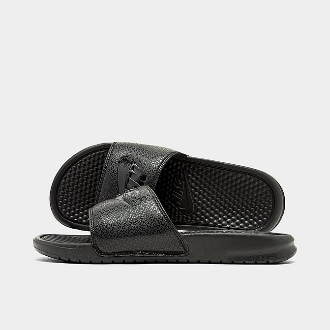 Right view of Men's Nike Benassi JDI Slide Sandals in Black Click to zoom