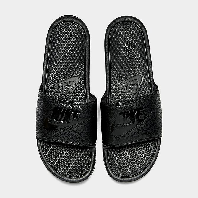 Back view of Men's Nike Benassi JDI Slide Sandals in Black Click to zoom