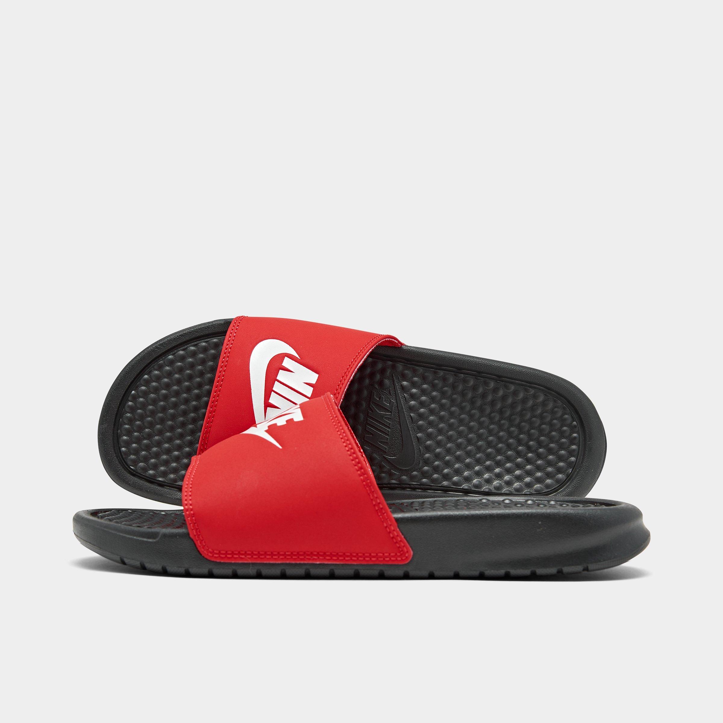 red and white nike slides