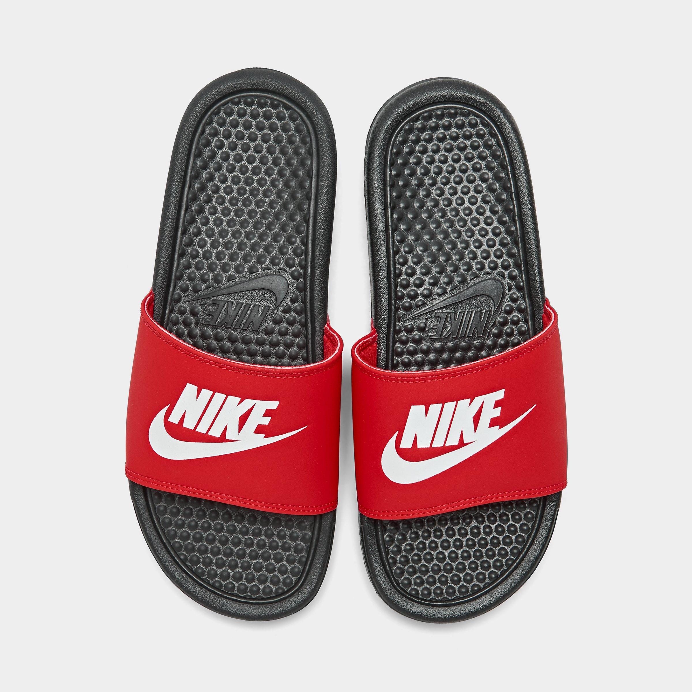 nike benassi slides black and red