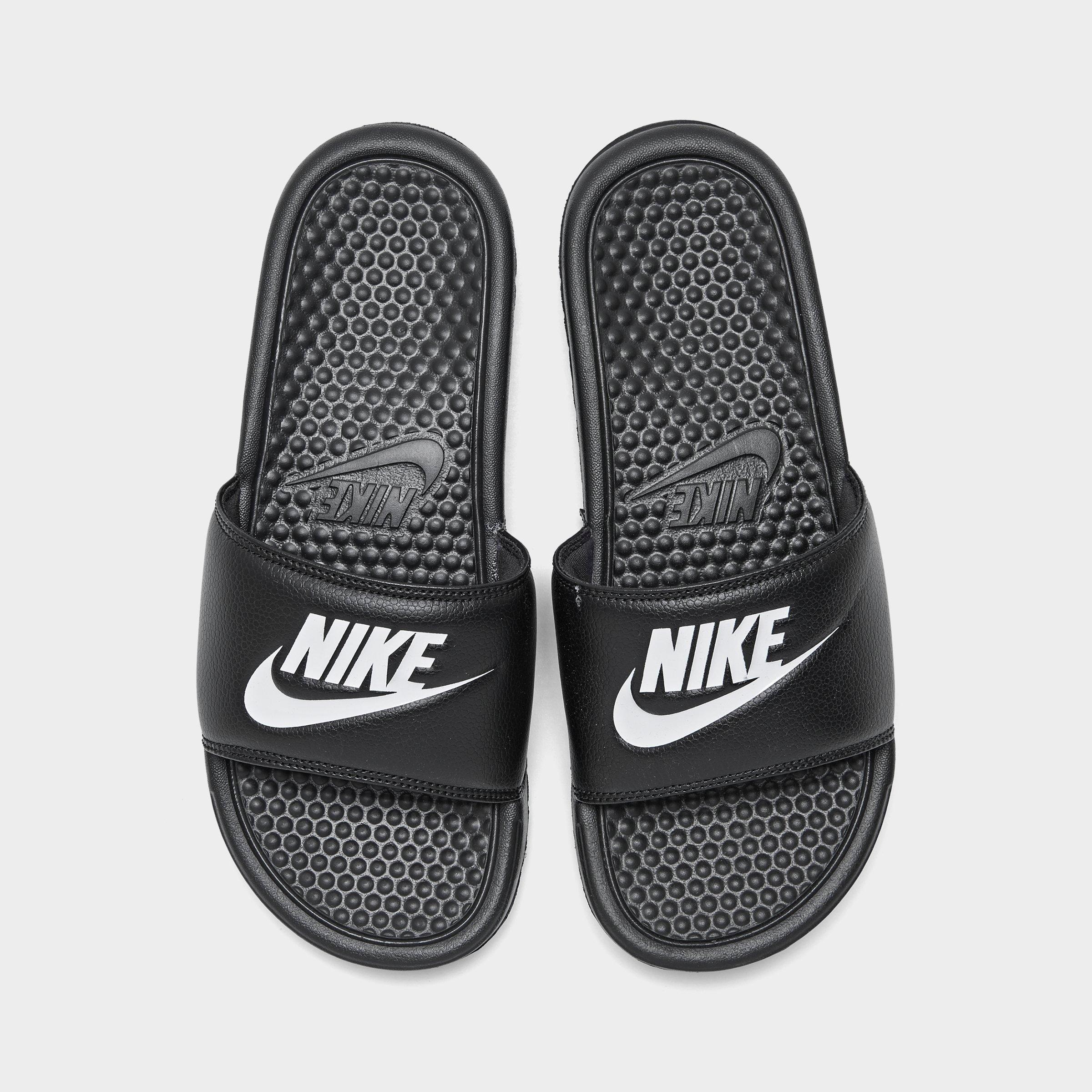 wearing nike slides