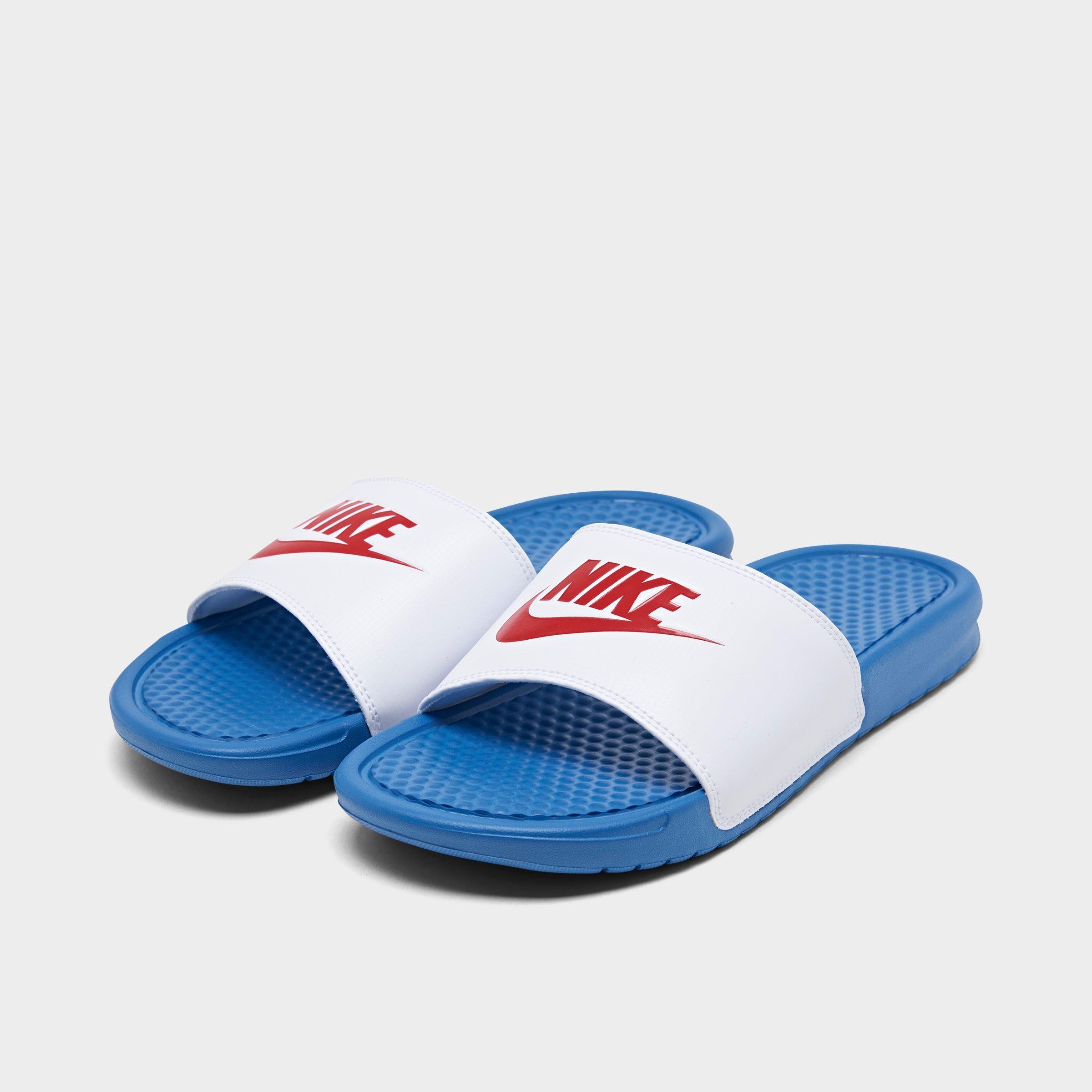 blue nike slides