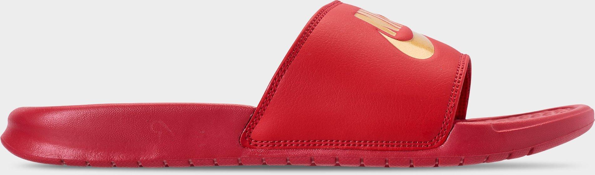 nike slides burgundy and gold