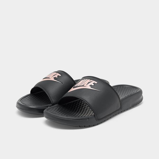 White and rose gold nike slides sale