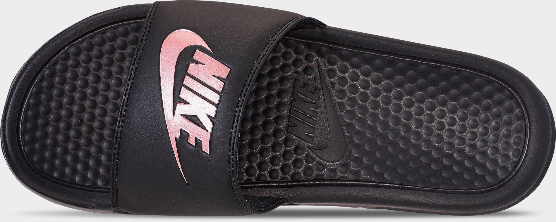 nike benassi slides black and rose gold