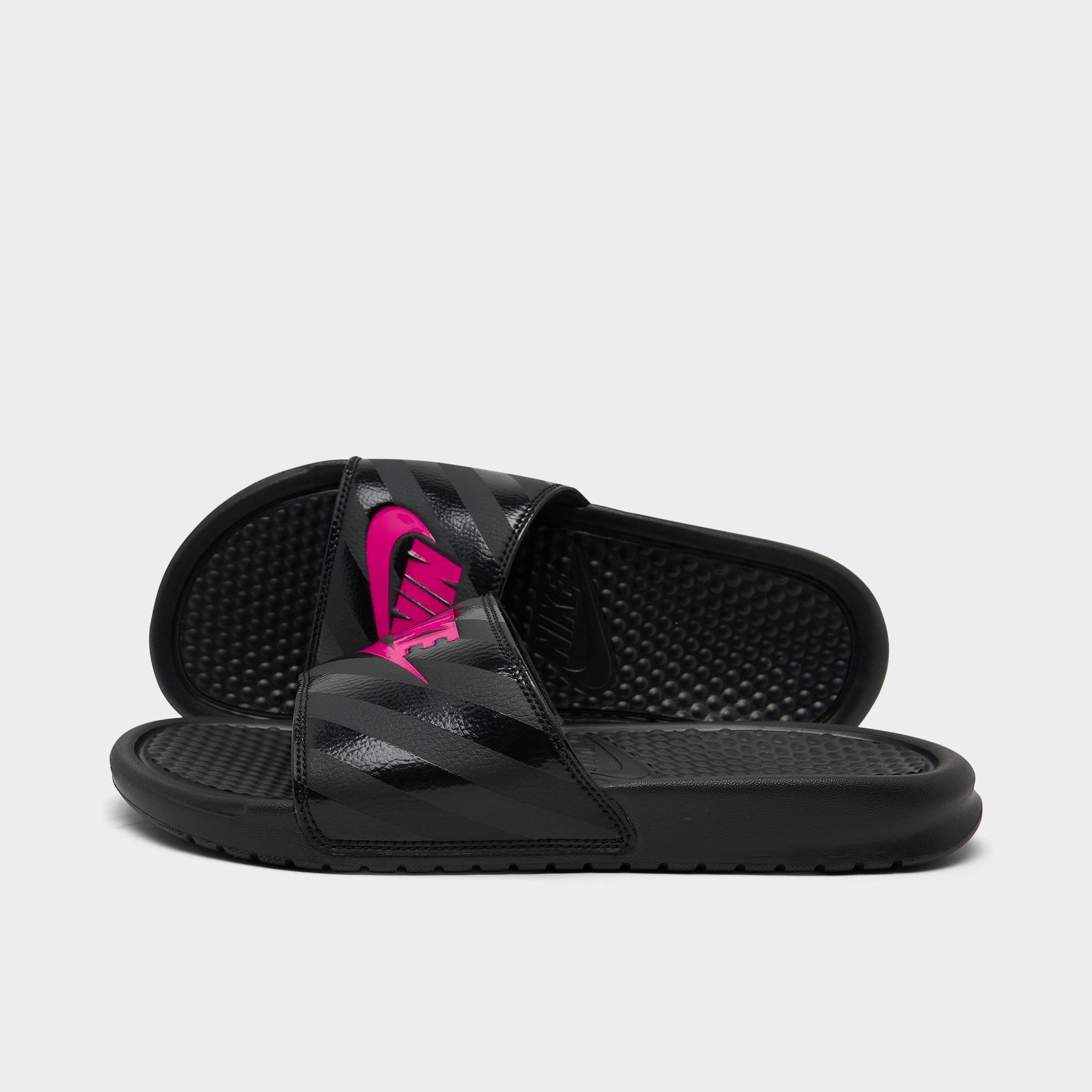 nike benassi pink and white