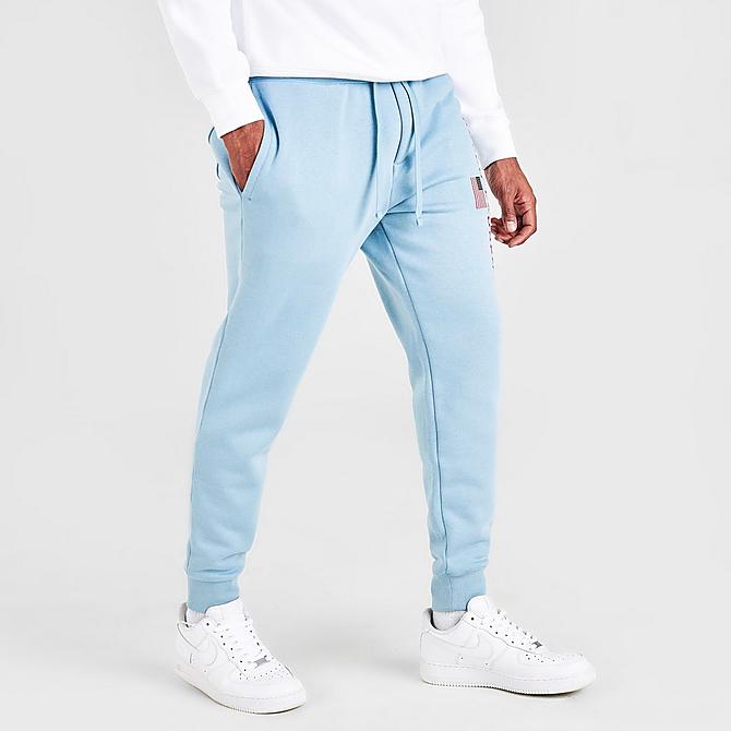 Back Left view of Men's Ralph Lauren Polo Sport Fleece Jogger Pants in Blue Note Click to zoom