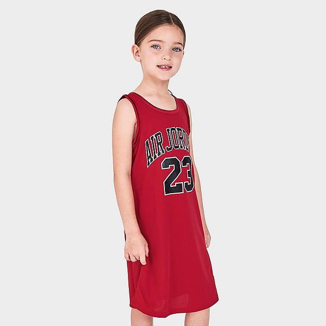[angle] view of Girls' Little Kids' Air Jordan 23 Jersey Dress in Gym Red/Black Click to zoom