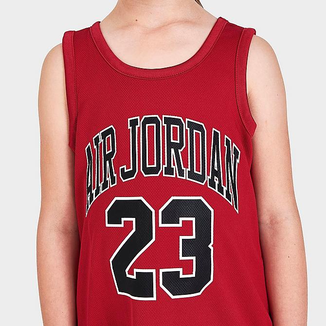 [angle] view of Girls' Little Kids' Air Jordan 23 Jersey Dress in Gym Red/Black Click to zoom