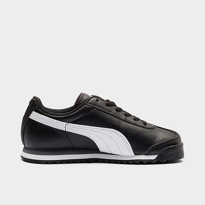 Front view of Little Kids' Puma Roma Fairgrounds Casual Shoes in Puma Black/Puma White/Puma Silver Click to zoom