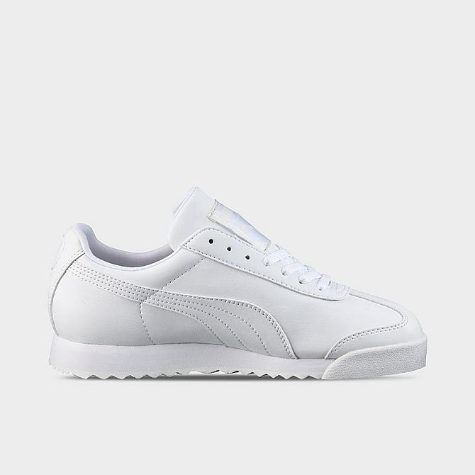 Front view of Little Kids' Puma Roma Basic Casual Shoes in Puma White/Gray Violet Click to zoom