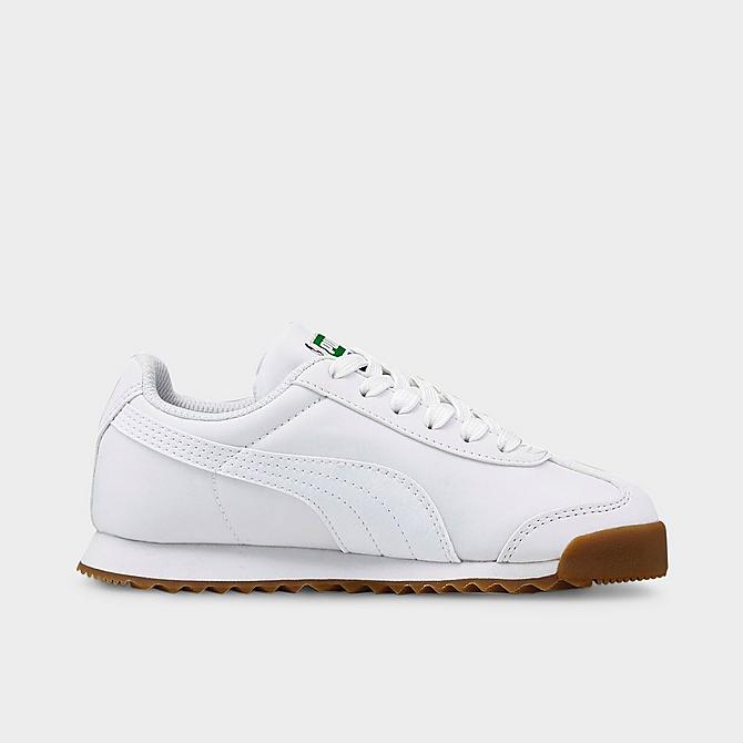 Front view of Little Kids' Puma Roma Fairgrounds Casual Shoes in Puma White/Puma White Click to zoom