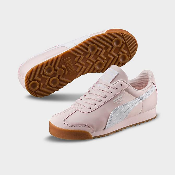 Right view of Little Kids' Puma Roma Basic Summer Casual Shoes in Pink/White Click to zoom