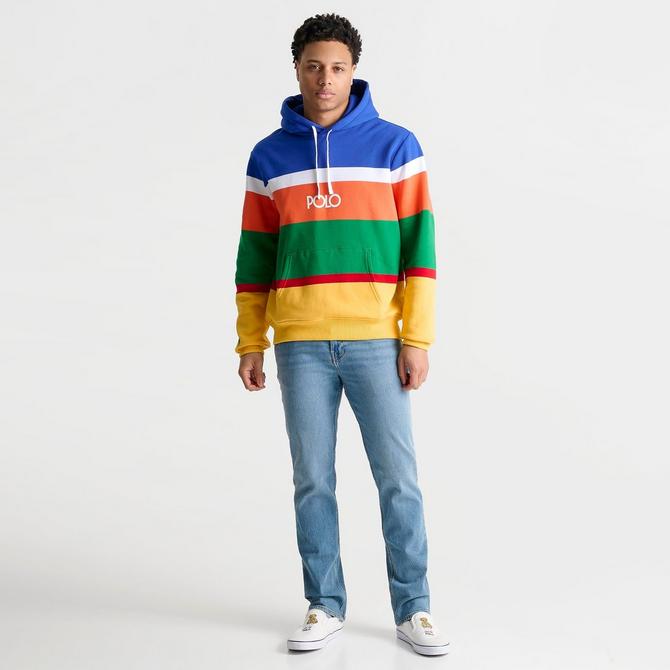 Men's Polo Ralph Lauren Logo Striped Fleece Hoodie