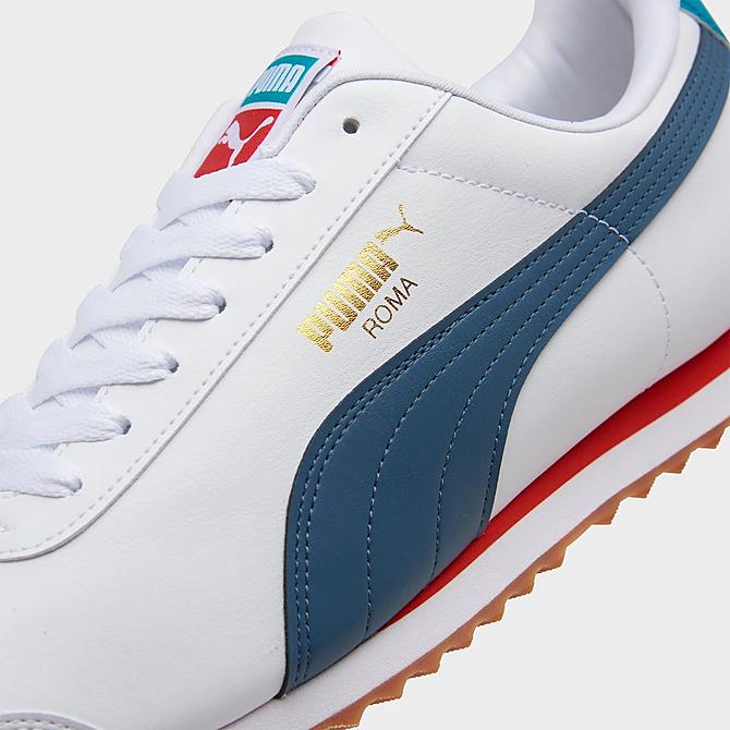 Front view of Men's Puma Roma Basic+ Casual Shoes in Puma White/Evening Sky/Gum Click to zoom