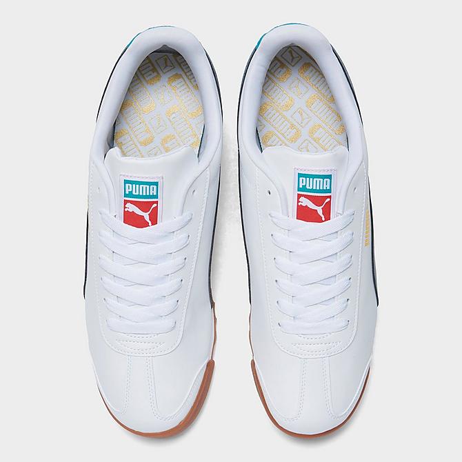 Back view of Men's Puma Roma Basic+ Casual Shoes in Puma White/Evening Sky/Gum Click to zoom