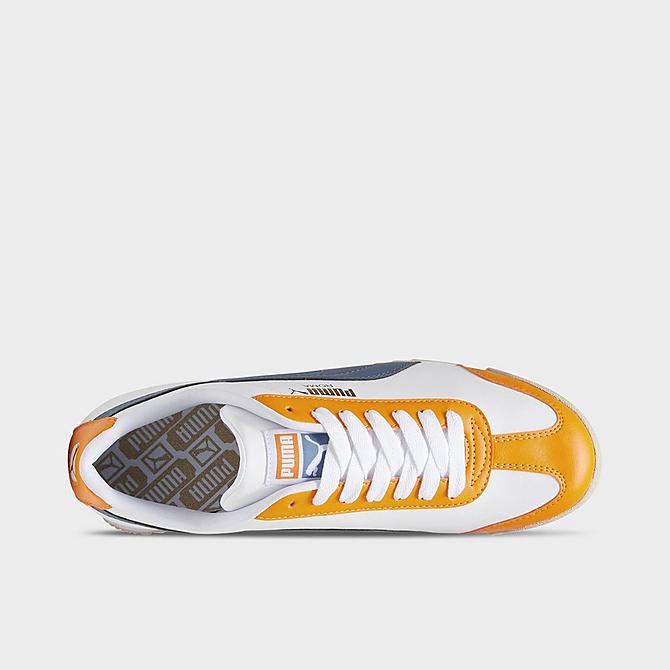Back view of Men's Puma Roma Basic+ Casual Shoes in Puma White/Pumpkin Pie/Inky Blue Click to zoom