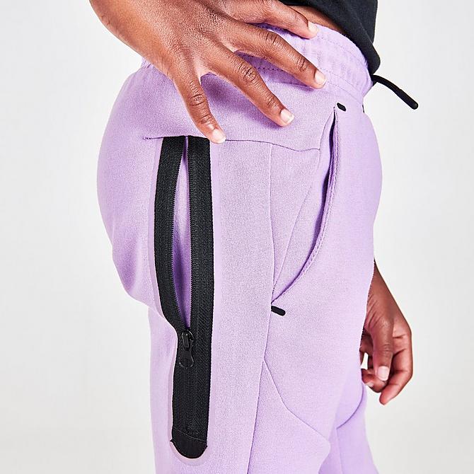 Bottom view of Little Kids' Nike Sportswear Tech Fleece Jogger Pants in Violet Star Click to zoom
