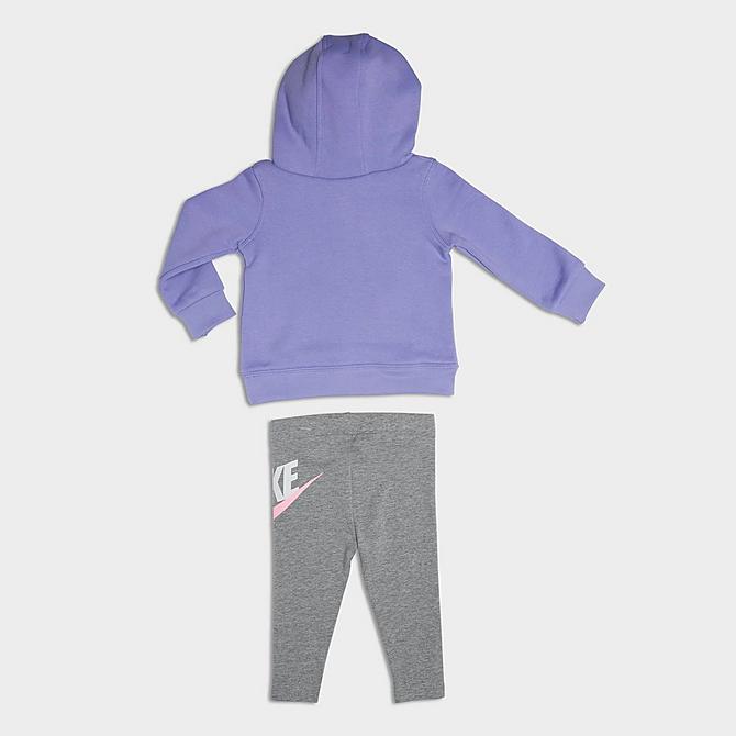 [angle] view of Girls' Little Kids' Nike Club HBR Hoodie and Jogger Pants Set in Purple Pulse Click to zoom