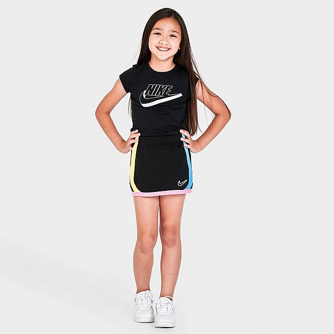 [angle] view of Girls' Little Kids' Nike Retro Rewind Scooter Skirt in Black Click to zoom