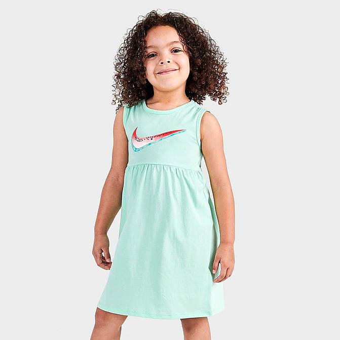 [angle] view of Girls' Little Kids' Nike Sportswear Lil Watermelon Dress in Mint Foam Click to zoom