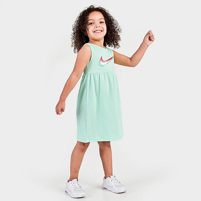 [angle] view of Girls' Little Kids' Nike Sportswear Lil Watermelon Dress in Mint Foam Click to zoom
