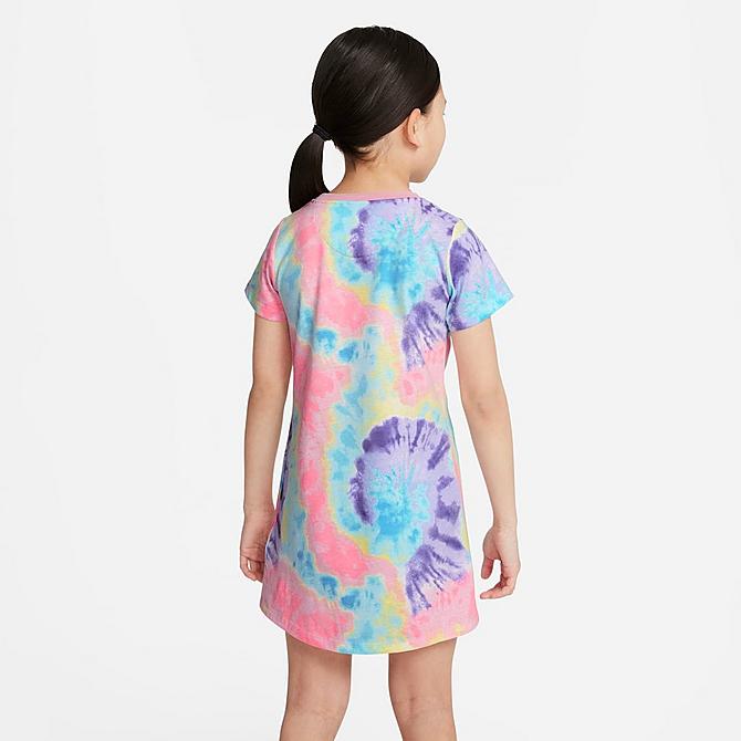 [angle] view of Girls' Little Kids' Nike Sportswear Tie-Dye Dress in Arctic Punch Click to zoom