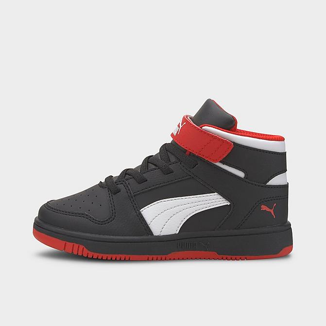 White Size 3.0 Leather Boys Little Kids Rebound LayUp Mid Casual Shoes in Black/ Black-High Risk Red Finish Line Boys Shoes Flat Shoes Casual Shoes 
