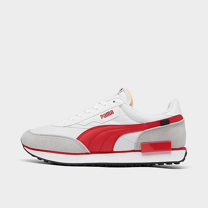 Right view of Men's Puma Future Rider Play On Fairgrounds Casual Shoes in Puma White/Red Click to zoom