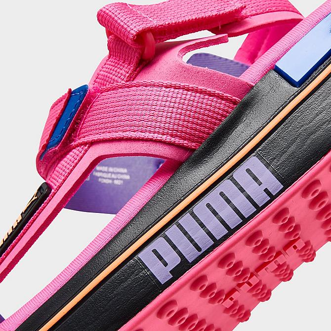 Front view of Unisex Puma Future Rider Sandals in Fluorescent Pink/Puma Black/Dazzling Blue Click to zoom