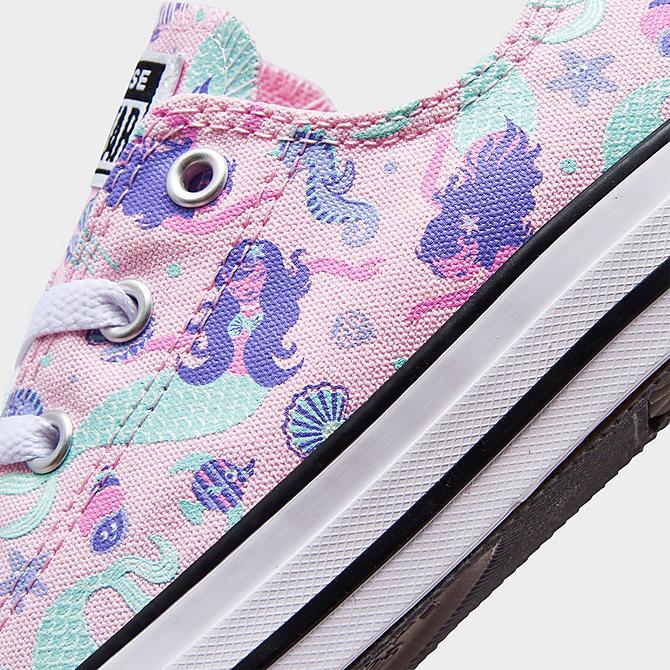 Front view of Girls' Little Kids' Converse Chuck Taylor All Star Mermaids Casual Shoes in Pink Foam/Wild Lilac/Light Dew Click to zoom