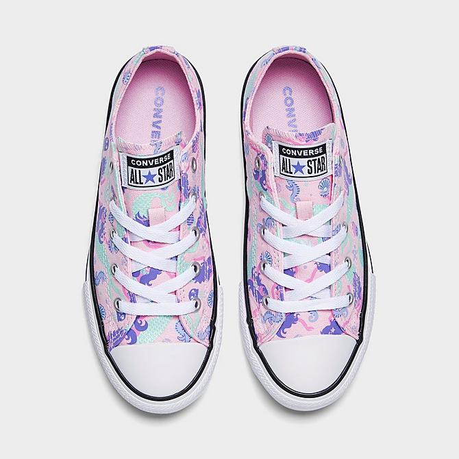 Back view of Girls' Little Kids' Converse Chuck Taylor All Star Mermaids Casual Shoes in Pink Foam/Wild Lilac/Light Dew Click to zoom