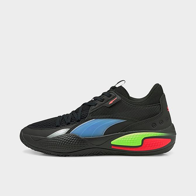 Right view of Men's Puma Court Rider Pop Basketball Shoes in Puma Black/Bluemazing Click to zoom