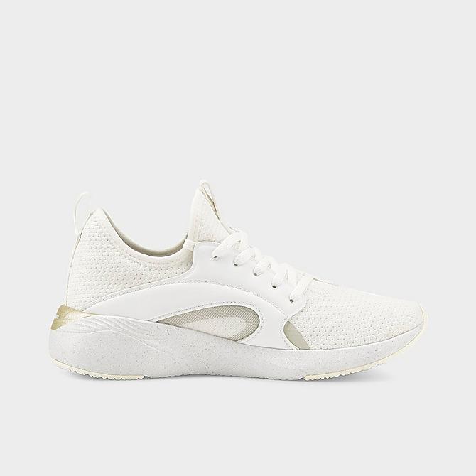 Front view of Women's Puma Better Foam Adore Pearlized Running Shoes in Puma White/Puma Team Gold Click to zoom