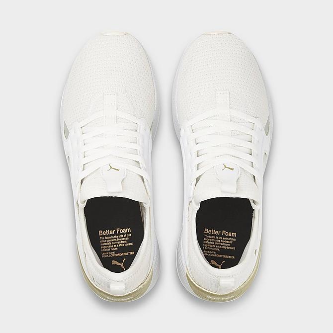 Back view of Women's Puma Better Foam Adore Pearlized Running Shoes in Puma White/Puma Team Gold Click to zoom