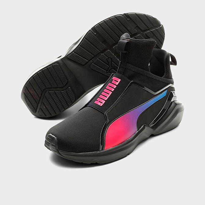 Three Quarter view of Women's Puma Fierce 2 Fade Casual Shoes in Puma Black/Beetroot Click to zoom