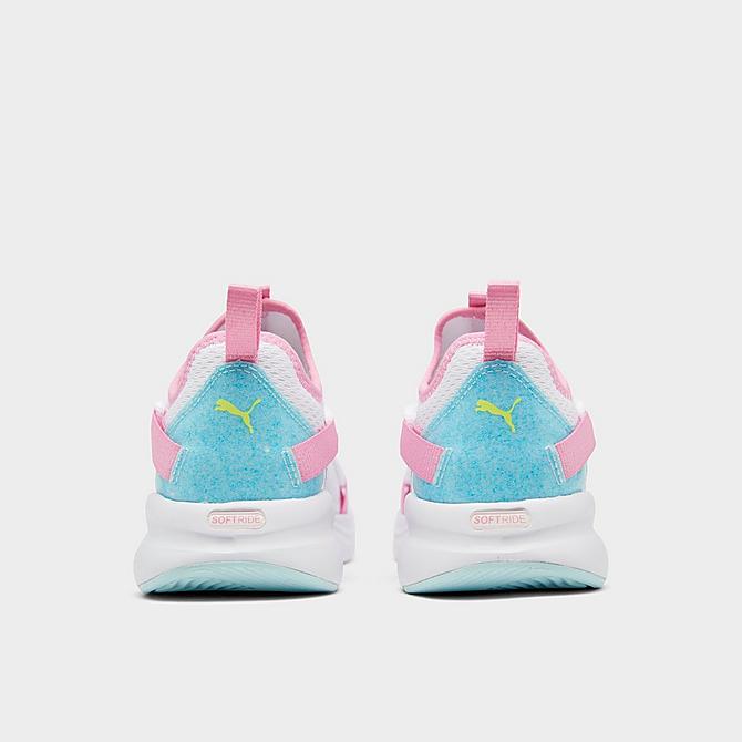 Left view of Girls' Big Kids' Puma Softride Rift Pop Glitch Casual Shoes in White/Nitro Blue/Prism Pink Click to zoom