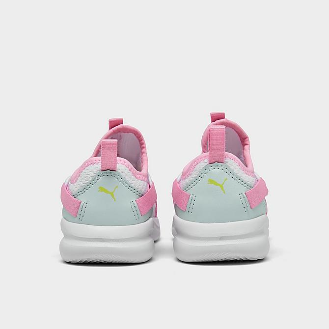 Left view of Girls' Toddler Puma Softride Rift Pop Glitch Casual Shoes in White/Nitro Blue/Prism Pink Click to zoom