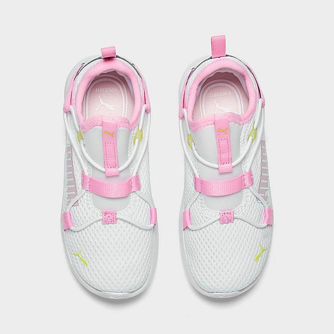 Back view of Girls' Toddler Puma Softride Rift Pop Glitch Casual Shoes in White/Nitro Blue/Prism Pink Click to zoom