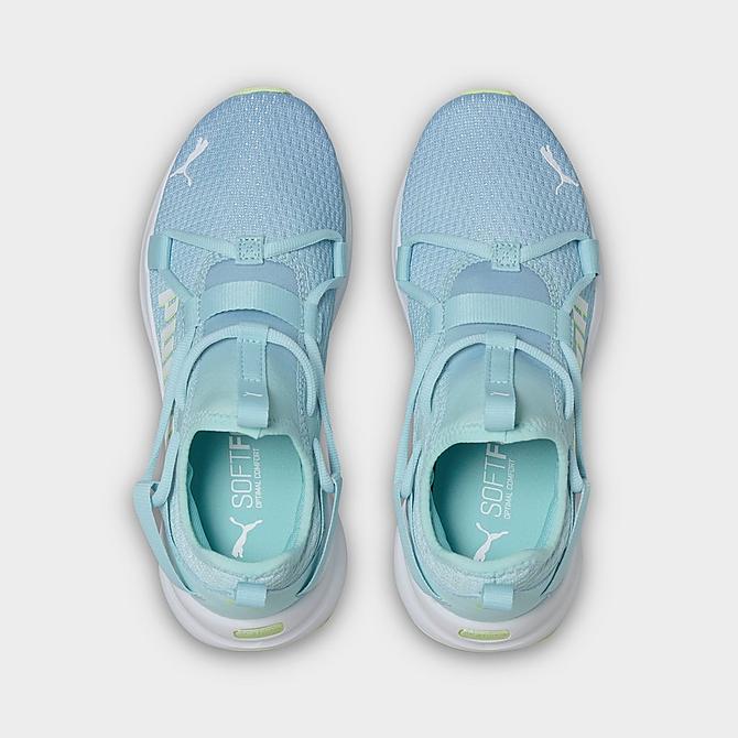 Back view of Big Kids' Puma Softride Rift Ombre 2 Casual Shoes in Ethereal Blue/Aruba Blue/Puma White Click to zoom