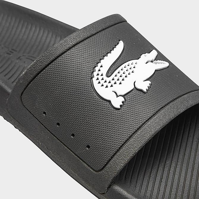 Front view of Men's Lacoste Croco 119 Slide Sandals in Black/White Click to zoom