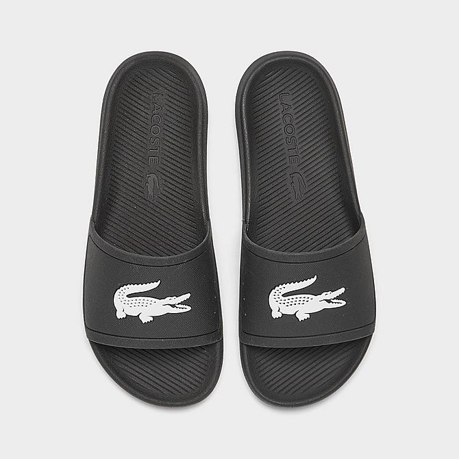 Back view of Men's Lacoste Croco 119 Slide Sandals in Black/White Click to zoom