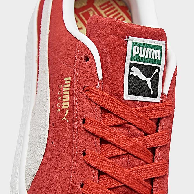 Front view of Big Kids' Puma Suede 21 Casual Shoes in Red/White/Egret Click to zoom