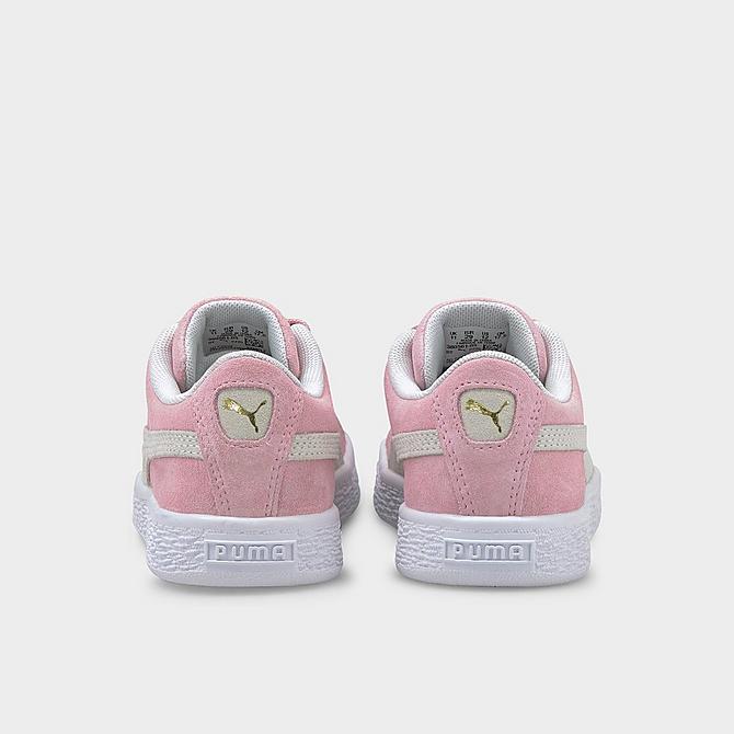 Left view of Girls' Little Kids' Puma Suede Classic XXI JR Casual Shoes in Pink Lady/Puma White Click to zoom