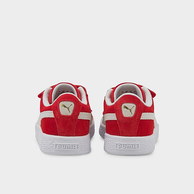 Left view of Little Kids' Puma Suede Classic XXI V Hook-and-Loop Casual Shoes in High Risk Red/Puma White Click to zoom