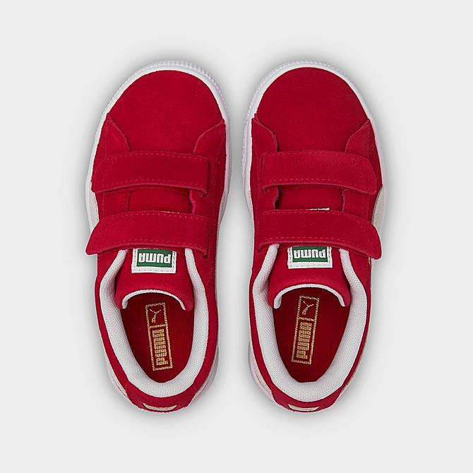 Back view of Little Kids' Puma Suede Classic XXI V Hook-and-Loop Casual Shoes in High Risk Red/Puma White Click to zoom